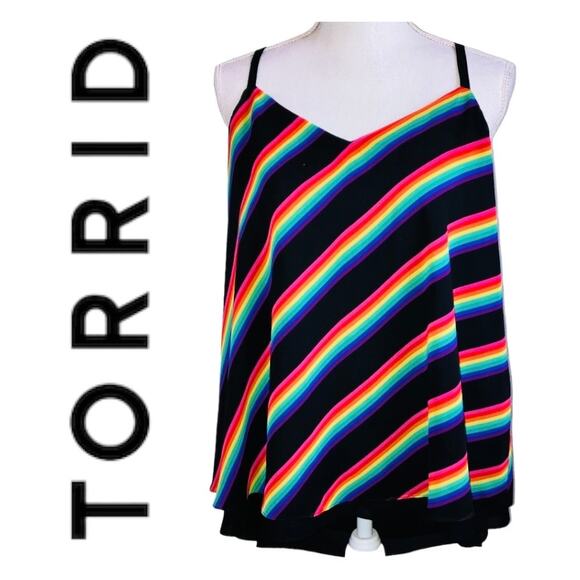 TORRID Colorful Black Sheer Sleeveless Top 00 - Picture 2 of 7